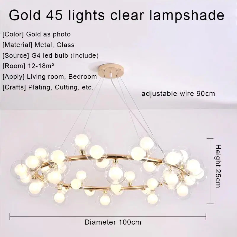 DecorBites™ Gold LED Chandelier, Modern Pendant Light for Living Room, Kitchen, Bedroom, Dining Room