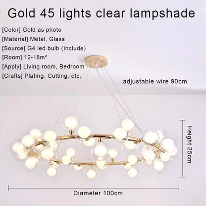DecorBites™ Gold LED Chandelier, Modern Pendant Light for Living Room, Kitchen, Bedroom, Dining Room