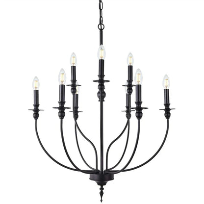 DecorBites™ 9-Head Retro Industrial Chandelier Light E14 Candle Pendant Lamp