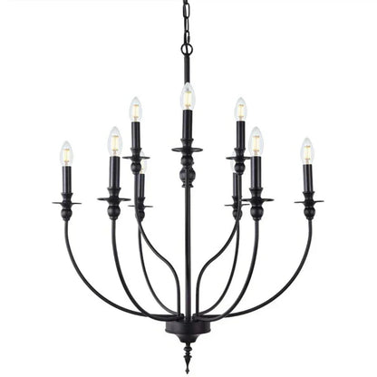 DecorBites™ 9-Head Retro Industrial Chandelier with E14 Candle Lights
