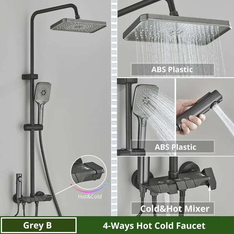 DecorBites™ Digital Rainfall Shower System Mixer Set 4-way Bathroom Faucets Kit