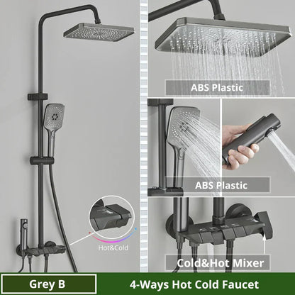 DecorBites™ Digital Rainfall Shower System Mixer Set 4-way Bathroom Faucets Kit