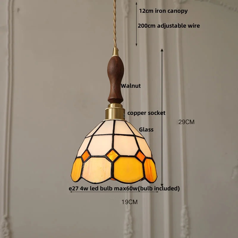DecorBites™ Glass LED Pendant Lamp Tiffany Style Hand Stitch Dining Room Lights