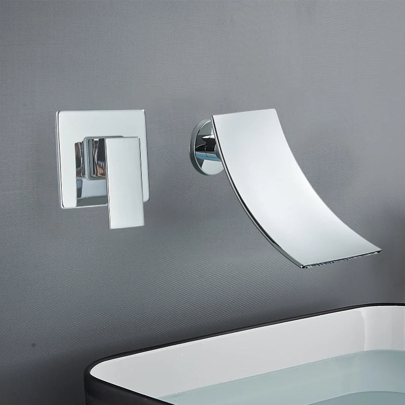 DecorBites™ Gold Waterfall Wall Mount Faucet for Bathroom Basin Mixer Tap