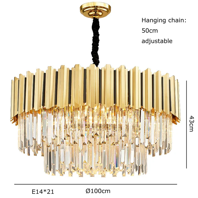 DecorBites™ Gold Crystal LED Chandelier: Modern Luxe Lighting Fixture for Home Decor