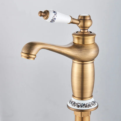 صنبور حوض المطبخ بمقبض واحد من ديكوربايتس™ من النحاس العتيق، خلاط مياه ساخنة وباردة