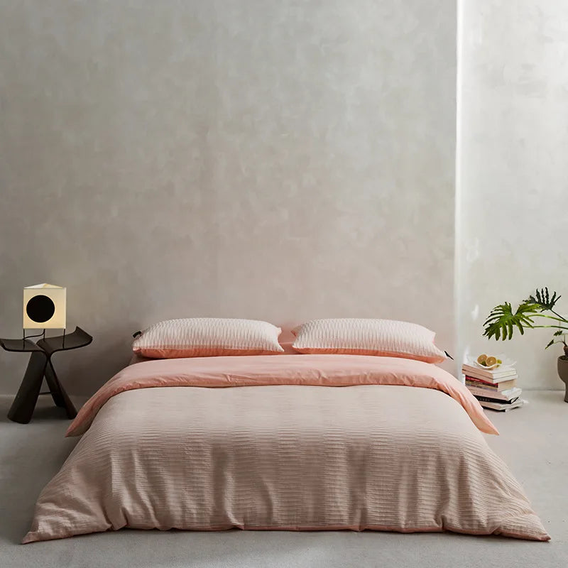 طقم أغطية سرير DecorBites™ مصنوع من خيوط إسفنجية قطنية 100% بتصميم جاكار بلون واحد