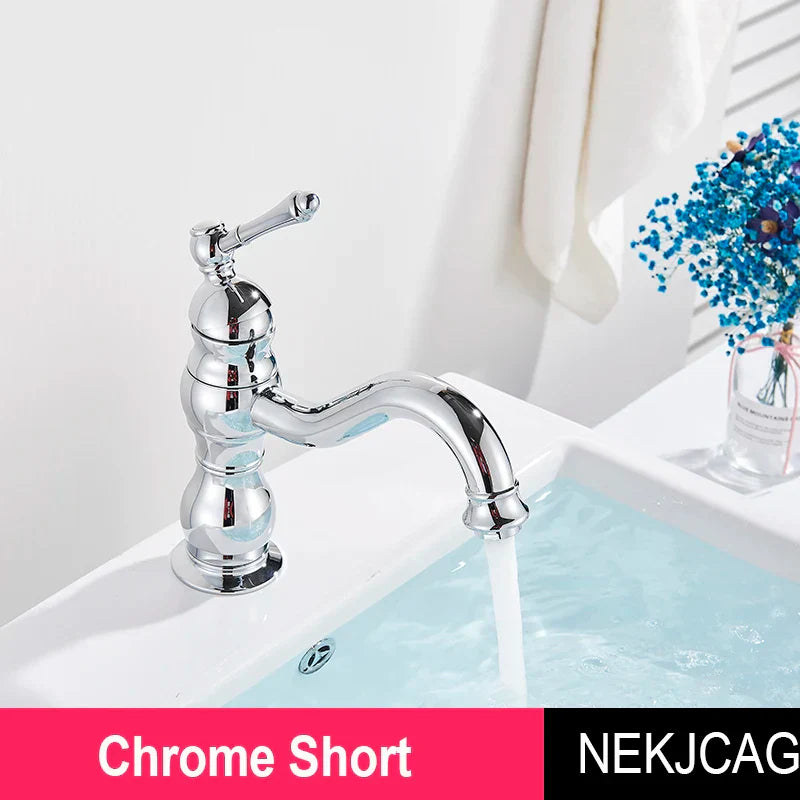 DecorBites™ Antique Brass Basin Faucet Hot Cold Mixer Tap Single Handle Sink Faucet