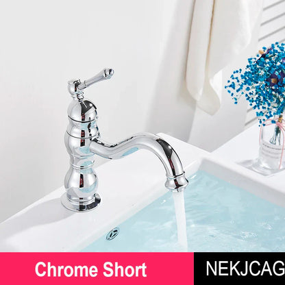 DecorBites™ Antique Brass Basin Faucet Hot Cold Mixer Tap Single Handle Sink Faucet