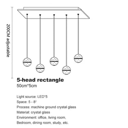 Lámpara de araña LED con bola de cristal DecorBites™ para decoración moderna de salas de estar y dormitorios