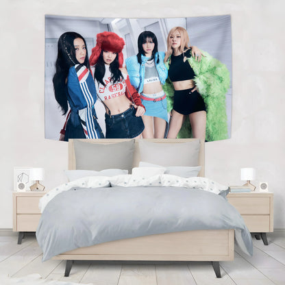 Decobites Kpop Black Pink Girl Group Tapestry Banner Concert Decorative Painting