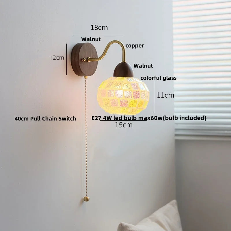 DecorBites™ LED Tiffany Style Wall Lights Pull Chain Sconce Colorful Glass Stair Fixture