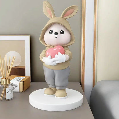 DecorBites™ Figuras de escritorio de conejos adorables, decoración para el hogar con dibujos animados, arte nórdico, artículos para manualidades