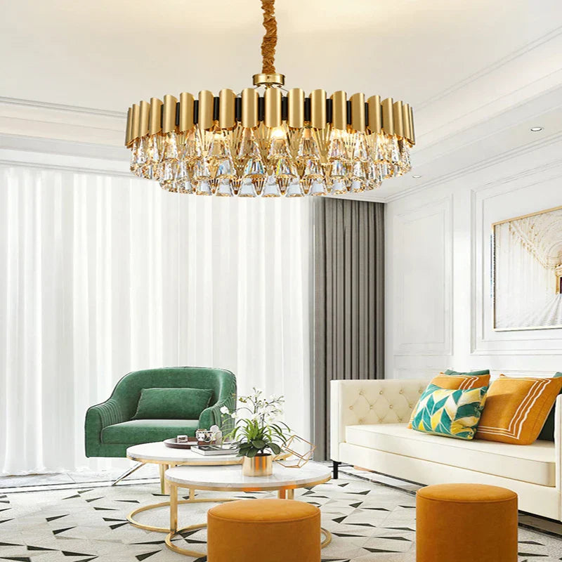 Gold Nordic Crystal Chandelier Polished Dia100cm