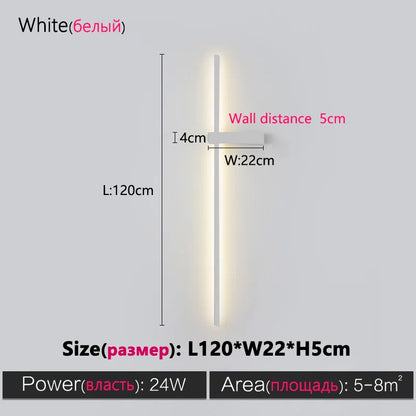 مصباح حائط طويل أسود من DecorBites™ - مصباح حائطي عصري بسيط لغرفة النوم وغرفة المعيشة والتلفزيون