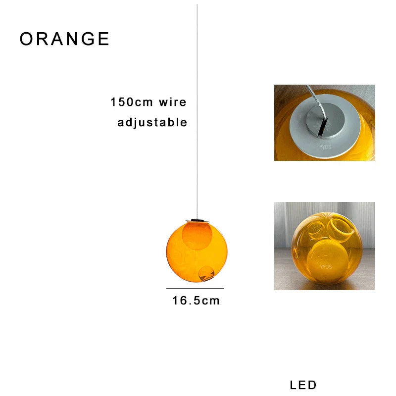 DecorBites™ Glass Ball Pendant Light: Modern Handmade Boho Sputnik Fixture for Living Room & Dining Room