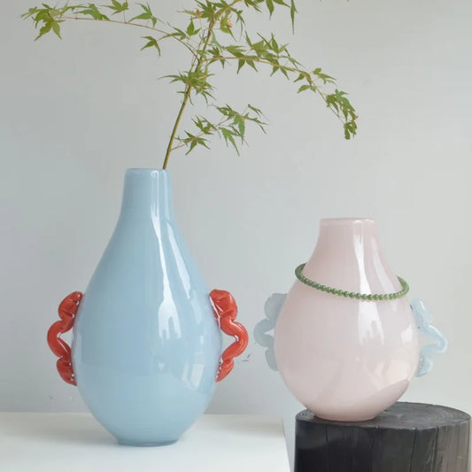 DecorBites™ Glass Geometric Flower Vase Home Decor Art Bottle Floral Arrangement Accessory