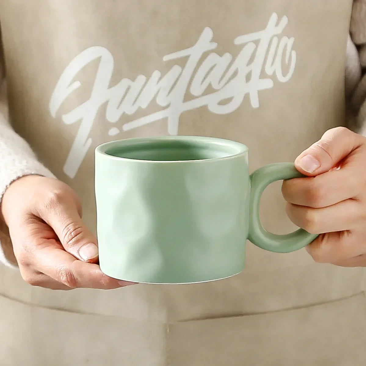 DecorBites™ 400ml Ceramic Coffee Mug with Round Handle, Home Drinking Cup