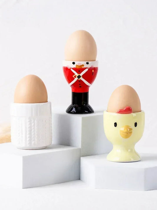 DecorBites™ Chicken Shape Ceramic Egg Cup Holder Stand for Kids Breakfast Tableware