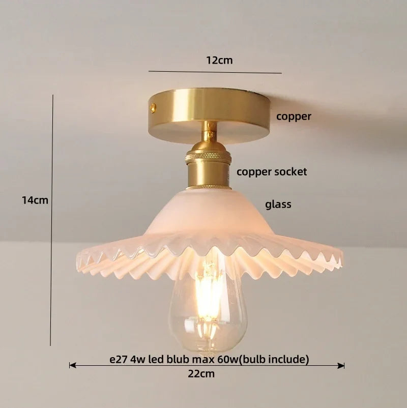 Green Glass Copper Ceiling Light