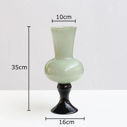 DecorBites™ Goblet Glass Vase for Desk Decoration with Artificial Flowers