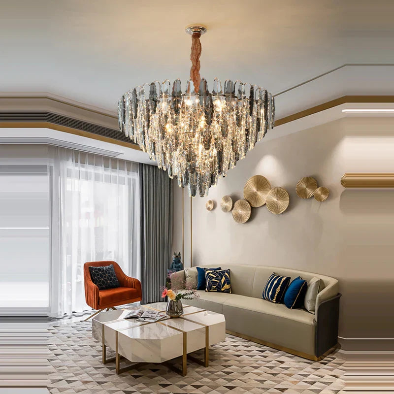 DecorBites™ Gold Crystal LED Chandelier Lighting for Dinning Table