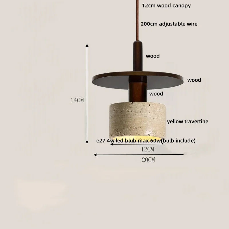 Aluminum LED Pendant Light Travertine E27 Base