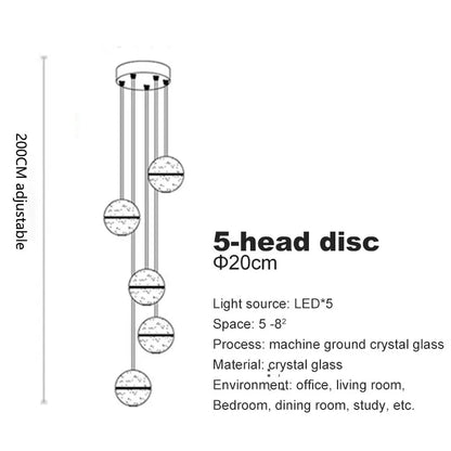 Lámpara de araña LED con bola de cristal DecorBites™ para decoración moderna de salas de estar y dormitorios
