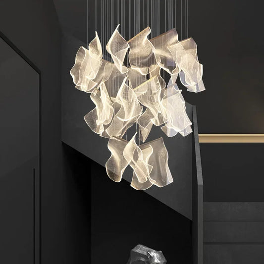 DecorBites™ LED Chandelier: Modern Adjustable Hanging Lamp for Living Room and Staircase Lighting