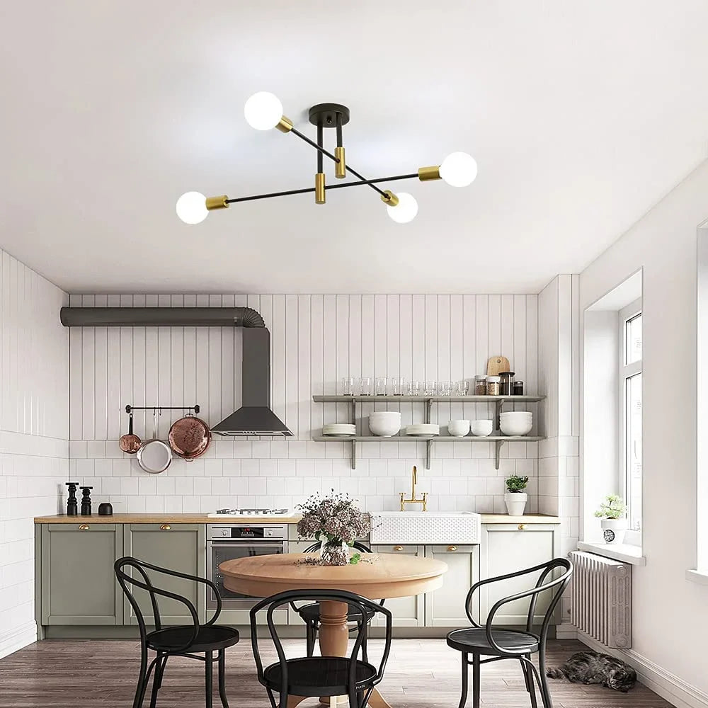 DecorBites™ Industrial Sputnik Chandelier Modern Ceiling Light for Kitchen Dining Bedroom