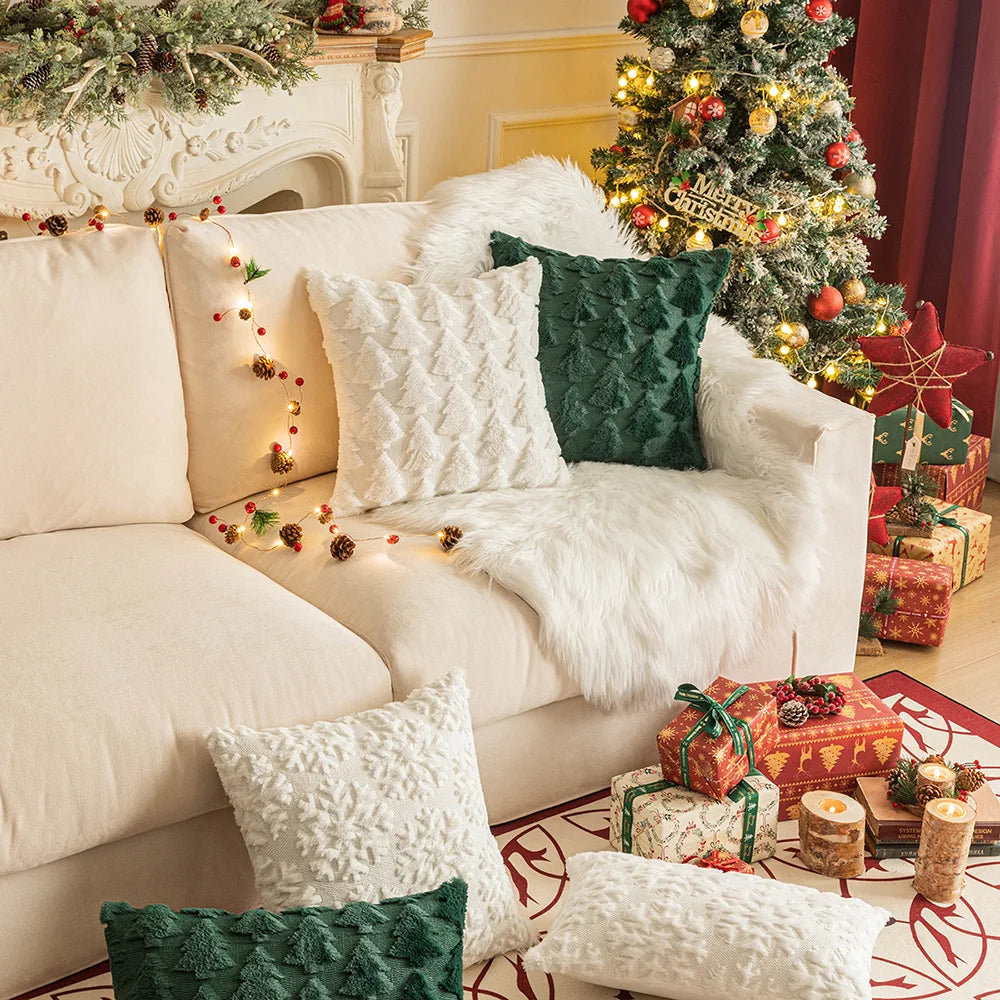 DecorBites™ Christmas Plush Pillowcase for Living Room Sofa Party Cushion Covers