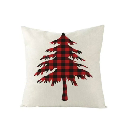 DecorBites™ Christmas Elk Pillowcase 45x45cm Farmhouse Red Letter Design