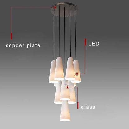 DecorBites™ Elegant White Glass Cup Chandeliers for Luxe Living Room