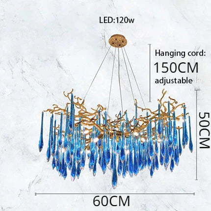 ثريا كريستال زرقاء من ديكوربايتس™: إضاءة LED فاخرة لغرفة المعيشة