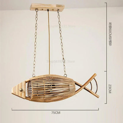 ديكوربايتس™ مصباح حائط على شكل سمكة من الخيزران: ديكور مقهى بار بيت الشاي على الطراز القديم، إضاءة غرفة المعيشة والفندق الريفي
