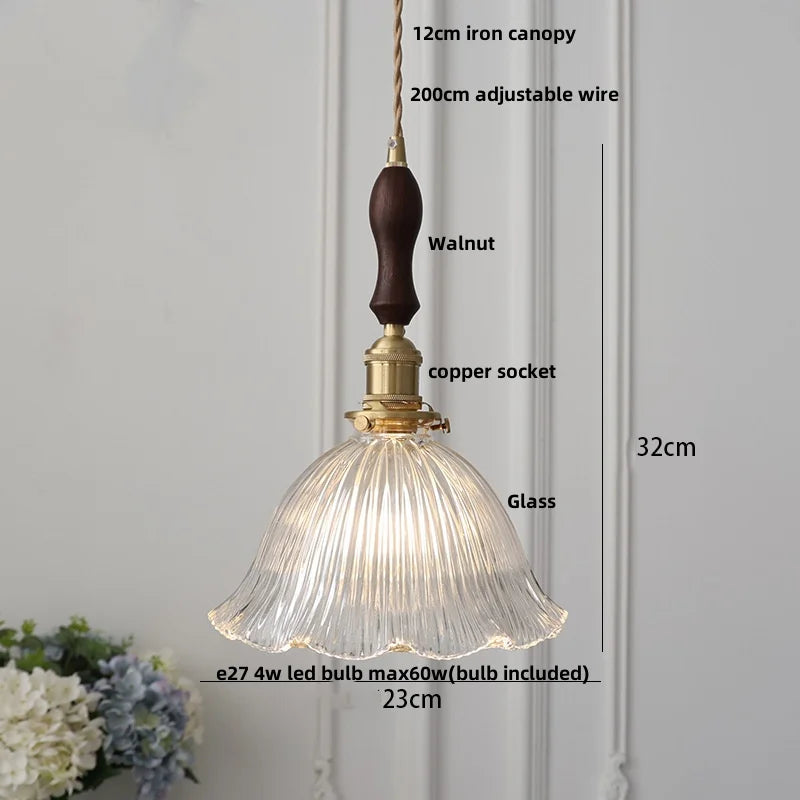 DecorBites™ Brass LED Pendant Light Fixture Clear Glass Adjustable Nordic Hanging Lamp