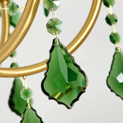 DecorBites™ Green Crystal Chandelier for Living Room - Bohemian Style LED Pendant Lighting