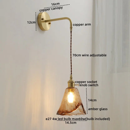 DecorBites™ Gray Glass LED Wall Sconce Lamp for Home Decor, Bedroom, Living Room - Nordic Design