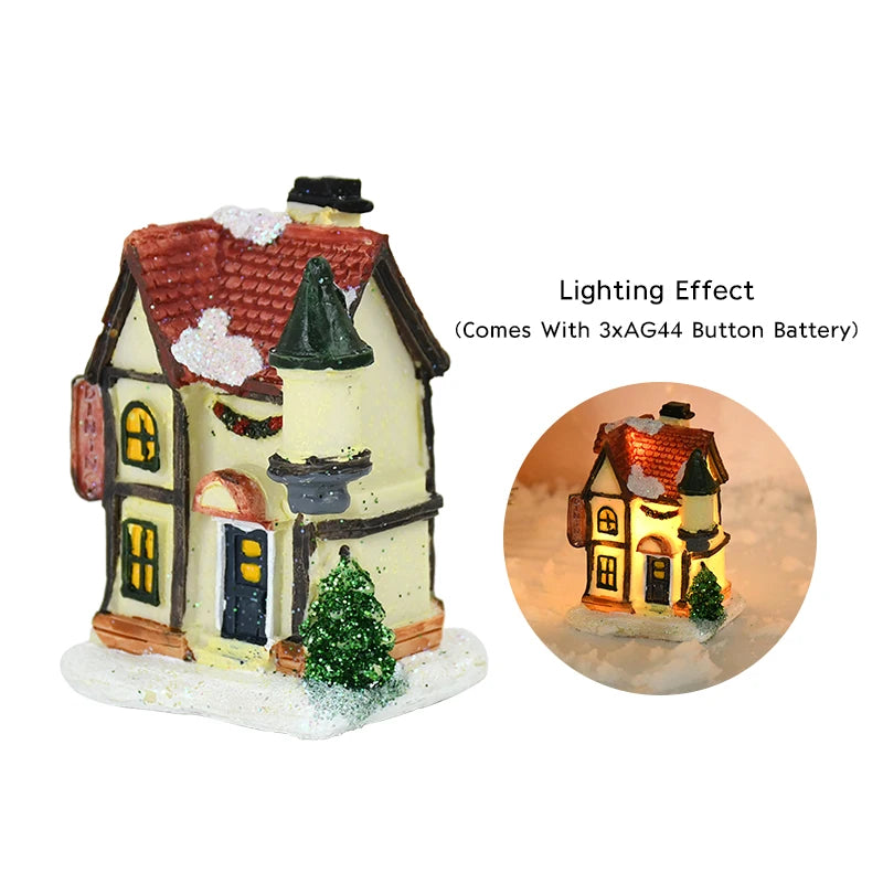 Christmas LED Light Wooden House Luminous Cabin Merry Christmas Decorations for Home DIY Xmas Tree Ornaments Kids Gift New Year