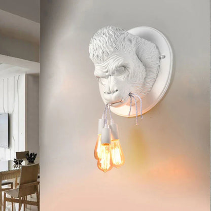 DecorBites™ Gorilla Resin Wall Lamp: Modern Retro Animal LED Home Decor Bedside Lighting