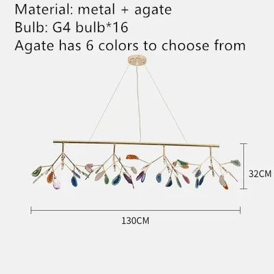 Decorbites™ Bunte Achat-LED-Kronleuchter: Blattförmige Pendelleuchte für romantisches Raumdekoration