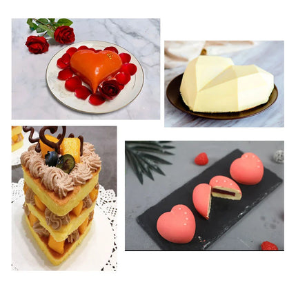 DecorBites™ Heart-Shaped Stainless Steel Mousse Mold Set - Baking Tool for Cakes & Desserts