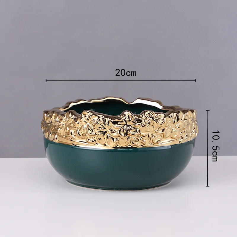 DecorBites™ Golden Edge Succulent Flower Pot Vase - Indoor Ceramic Planter Pot