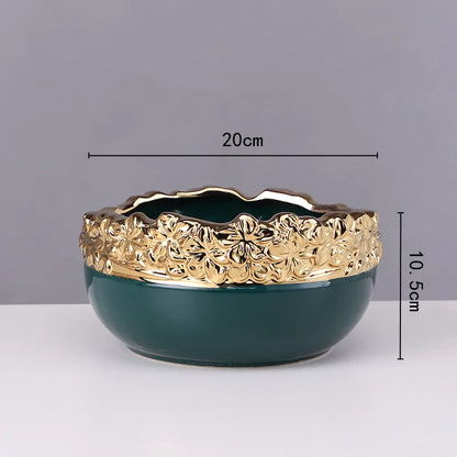 DecorBites™ Golden Edge Succulent Flower Pot Vase - Indoor Ceramic Planter Pot