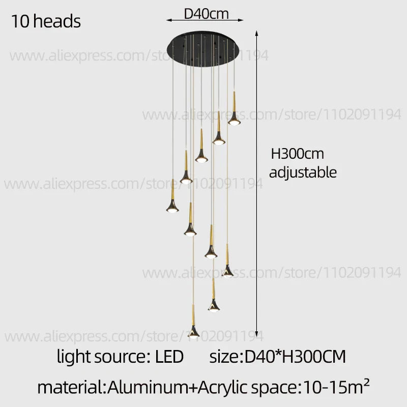Lámpara de araña contemporánea DecorBites™ con diseño de cuerno: Iluminación colgante de techo para restaurantes y salas de estar