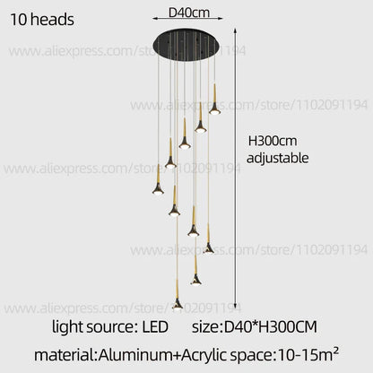 Lámpara de araña contemporánea DecorBites™ con diseño de cuerno: Iluminación colgante de techo para restaurantes y salas de estar
