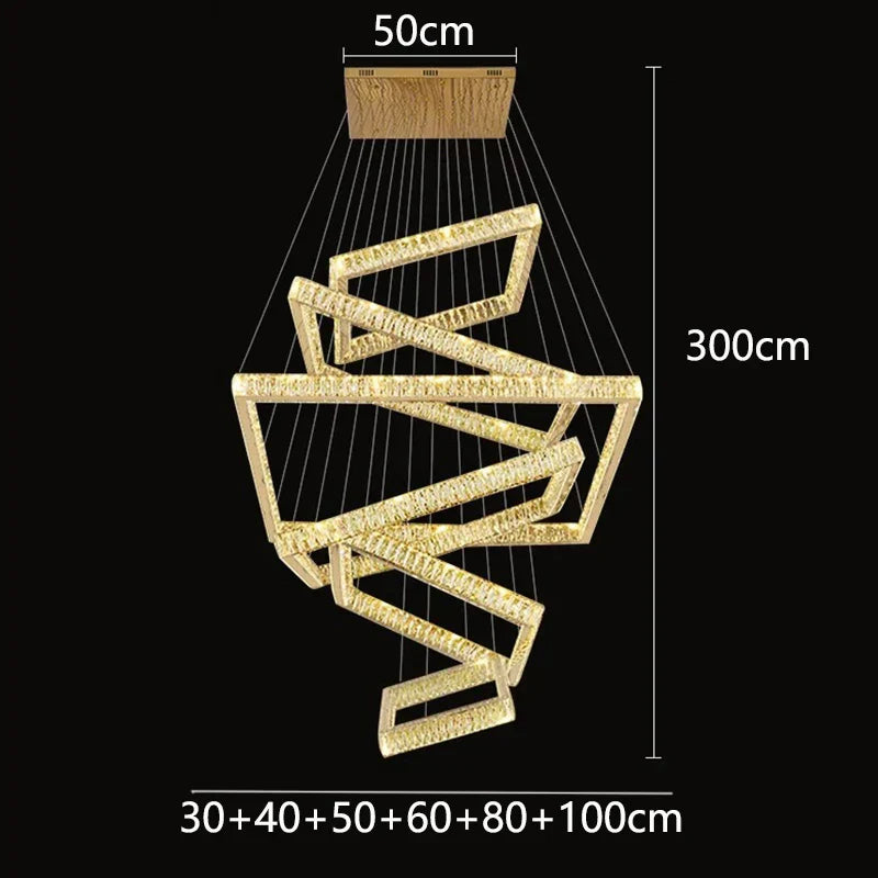 DecorBites™ Crystal Chandelier: Elegant Living Room & Stair Pendant Light