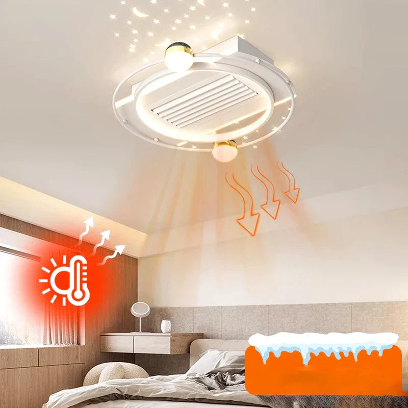 White LED Ceiling Fan Heated Blade Kids Room