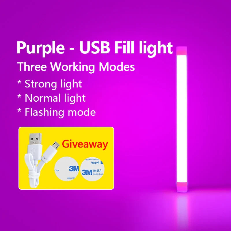 Lámpara de relleno LED DecorBites™: Lámpara recargable y colorida para selfies, ideal para fotografía y vídeos.