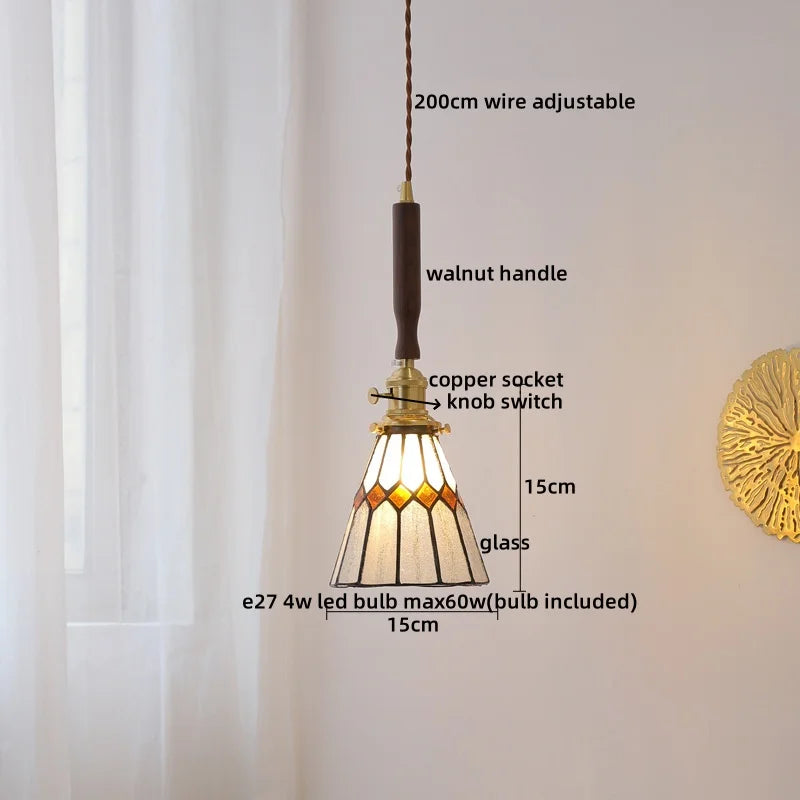 Green Glass Pendant Light Modern Copper Entryway